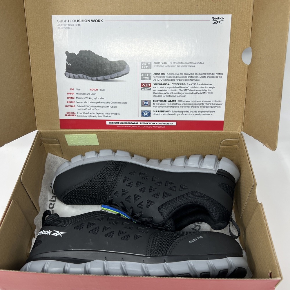 Reebok Men's Sublite Cushion Safety Toe Athletic Work Shoe M 8.5 - W 10.5 Black